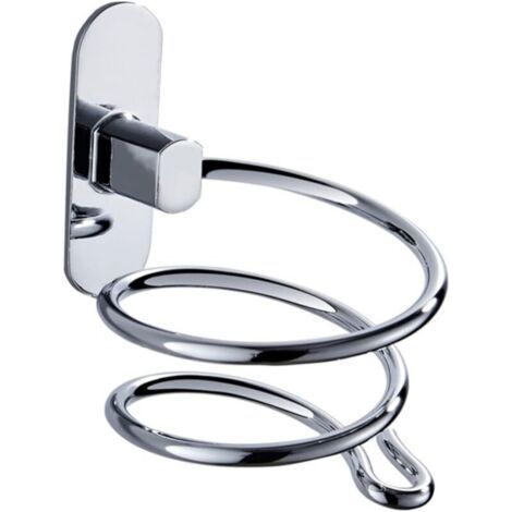 Pair Support de sèchecheveux en acier inoxydable Installation sans perçage, design compact pour salle de bain (1/5)