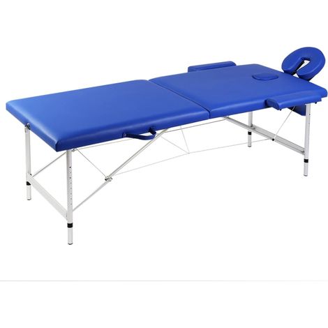 Table de massage pliable à 2 zones avec cadre en aluminium, bleue (1/5)
