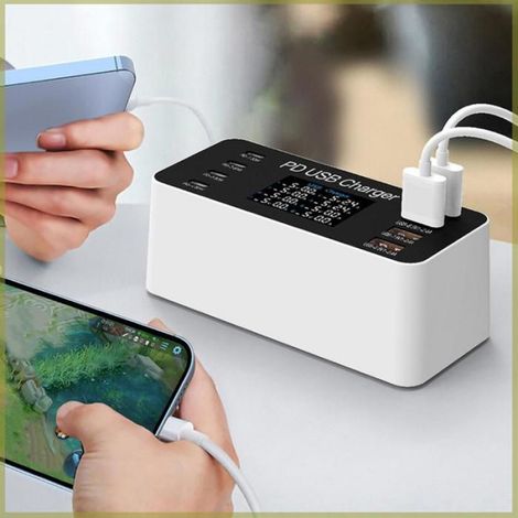 Cocosity chargeur multi-USB de bureau Chargeur USB de bureau 8 ports PD 30W, Station de charge USB à informatique antenne Prise UE (1/5)