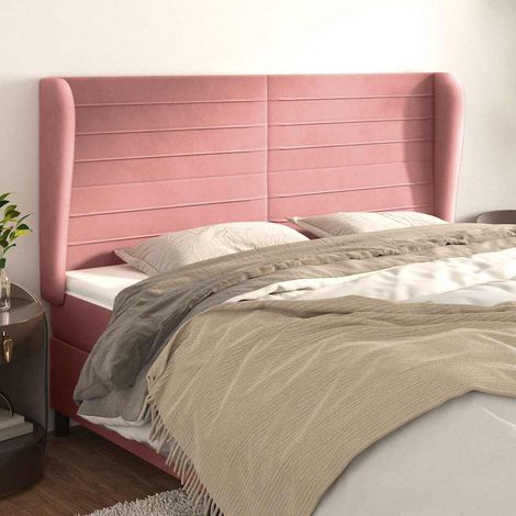 Tête de lit avec oreilles en velours rose, hauteur réglable, 163 x 23 x 118/128 cm, 21.15kg - PANGIVO (1/5)