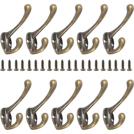 Retro-Haken — Wandmontierte Garderobenhaken aus Metall — Doppelhakenset für den Haushalt (10er-Pack) (1/2)