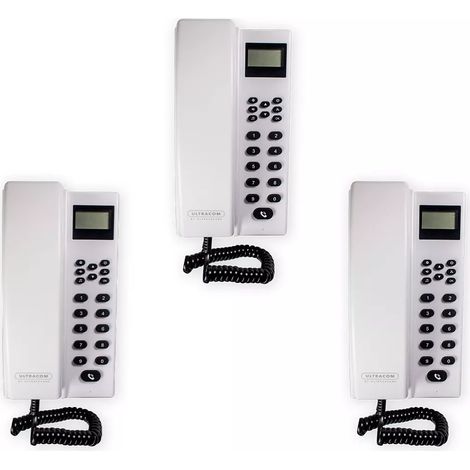 Interphone de bureau sans-fil 300 mètres - 3 Stations d'appel blanches alimentées et/ou autonomes (avec écran LCD) (1/5)