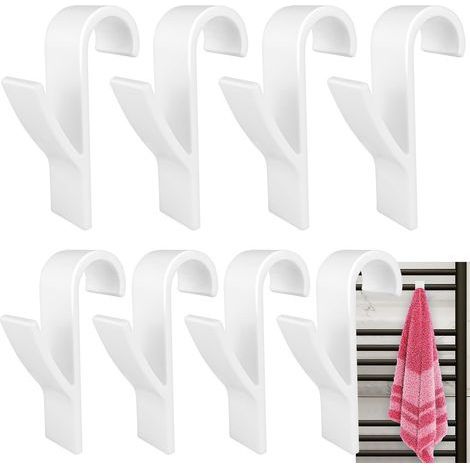 Crochet de radiateur rond 8 pièces, crochet pour sèche-serviettes, tous les radiateurs standards, amovible (blanc)