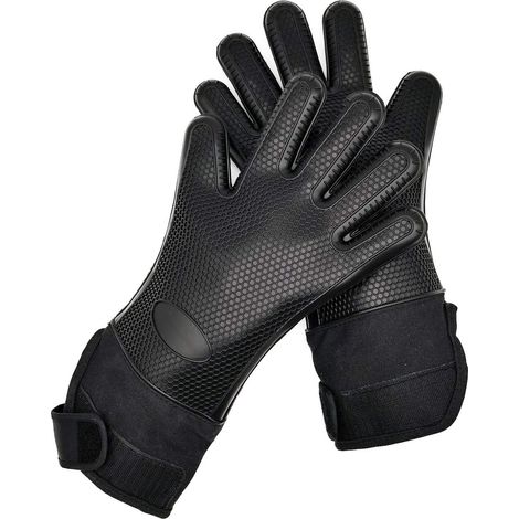 Gant de four en silicone résistant à la chaleur, couche de coton de protection interne en silicone antidérapant de qualité supérieure (noir) (1/5)