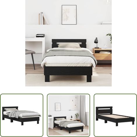 Lit chêne noir -  Cadre de lit Chêne noir 203 x 95 x 70 cm Bois d'ingénierie (1/5)