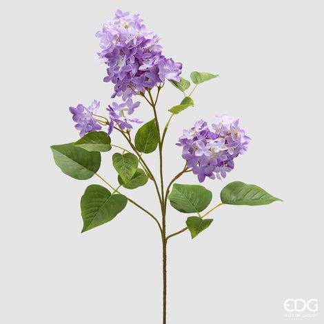 EDG Enzo De Gasperi Lillà Ramo con Foglie H 78 Cm Pianta Artificiale Colore Violet Mix