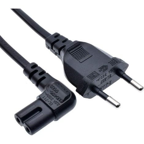 IEC C7 power cable, 2-pin EU plug, 90° right angle, 0.75mm² copper, for TV/Console (1/5)