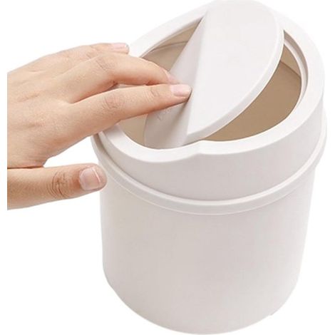 Mini papelera - Cubo de basura pequeño - Organización de escritorio - Tecnología repelente de olores - 16,5 cm de alto - Blanco (1/5)