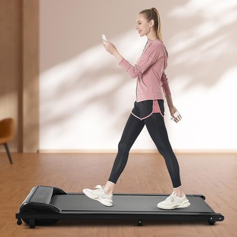Cinta de correr 2 en 1 para casa, Cinta de correr con protección para las rodillas, Motor de 2,25 HP, 1-6 km/h, 600 W, Pantalla LED y control remoto, Cinta de correr fina para fitness en casa (1/5)