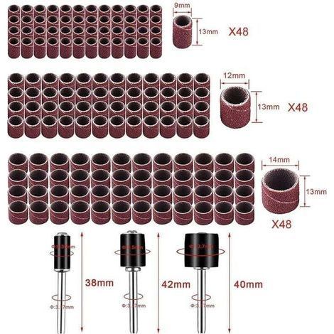 pair 150 Pièces Tambours de Meulage Kit, Manchons de Bande Abrasive, Tambour et Manchons de Ponçage, pour Contours de Ponçage, Perceuse à Colonne, Perceuse à Main ou Arbr (1/3)