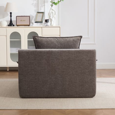 Fauteuil Relax Chaiselongue en Chenille, 4 Coussins Inclus, Porte-Boissons et Poche de Rangement, Sans Montage, Gris – Salon, Balcon (1/5)