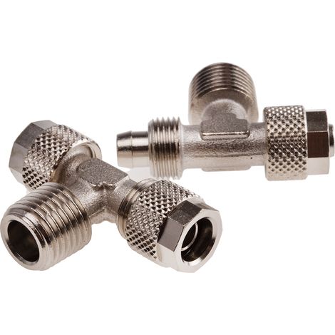 Adaptateur fileté en T RS PRO 1 200 vers Enfichable, 8 mm Enfichable, 8 mm ( Prix pour Paquet de 5 )
