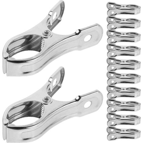 Clip per teloni rinforzate in acciaio inossidabile da 5,5 cm, confezione da 10 clip antivento resistenti per fissare teli tensionati e reti da giardino, accessori robusti (1/5)