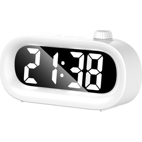 Réveil électronique LED, minuteur visuel de bureau, grand écran, alarme sonore - Rechargeable, blanc (1/3)