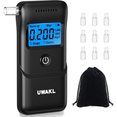 Ethylotest Electronique Homologué Alcootest Professionnel: Éthylomètre Haute Précision avec Affichage Numérique LCD - Portable Testeur d'alcool ave 10 Embouchures - Alcotest Usage Maison Voiture Fêtes (1/5)