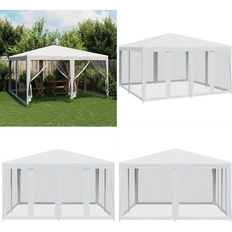 vidaXL Tente de fête avec 8 parois latérales en maille blanc 4x4m PEHD (1/5)