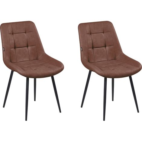 Esszimmerstuhl 2er Set MELROSE Kunstleder Braun