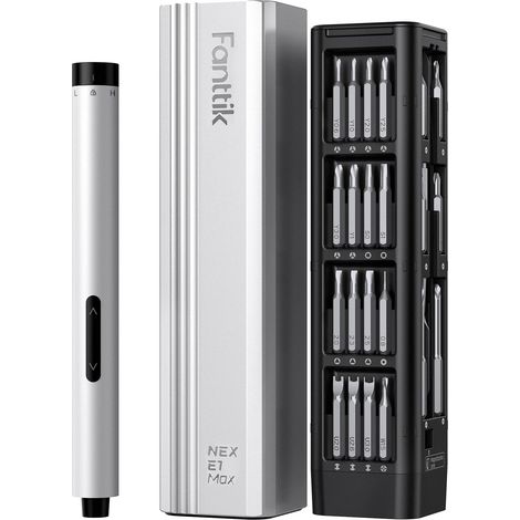 mini tournevis électrique, set de tournevis de précision avec 50 embouts magnétiques, 2 vitesses de couple, convient pour téléphone portable/caméra/ordinateur portable/montre (argent) (1/5)