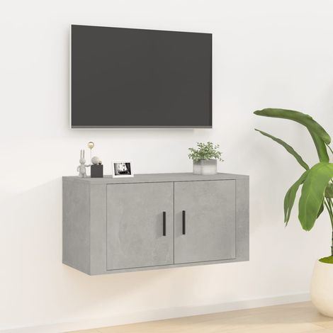 Meuble TV mural Gris béton 80x34,5x40 cm (1/5)