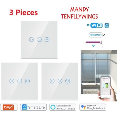 3 Pièces Interrupteur Volet Roulant Connecté WiFi,Pour Volets Roulants Rideau avec Alexa,Google Assistant,Smart Life,Tuya App (1/5)