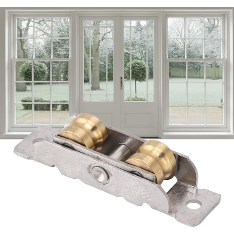 Rodillos para puertas correderas de patio, paquete de 4, modelo 88 con cojinetes dobles de cobre cóncavos, montaje de acero inoxidable para una fácil reparación. (1/5)
