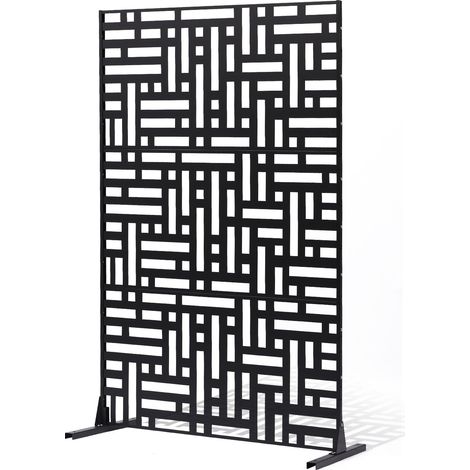 Brise-vue en Métal, 120x193 cm, Panneau Intimité Autoportant avec Support, Écran de Confidentialité Décoratif, Paravent Séparateur Extérieur pour Patio, Balcon, Salle Intérieure, Jardin, Noir (1/5)