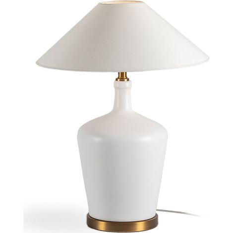 Lampara De Sobremesa 26X26X55 Metal Dorado/Ceramica Blanco Sin Pantalla (1/3)