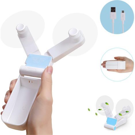 Ventilateur Portable - Ventilateur de Poche Rechargeable USB - 2 Vitesses - Design Pliable Automatique - 10,2 cm - Pour Voyage Bureau Extérieur (1/5)