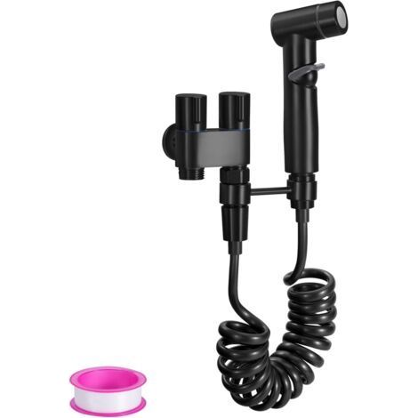 Toilet Shower Bidet Toilet Sprayer Kit Hand Shower Stainless Steel Bidet with ABS Hose for Daily Personal Hygiene Pet Washing Black (1/5)