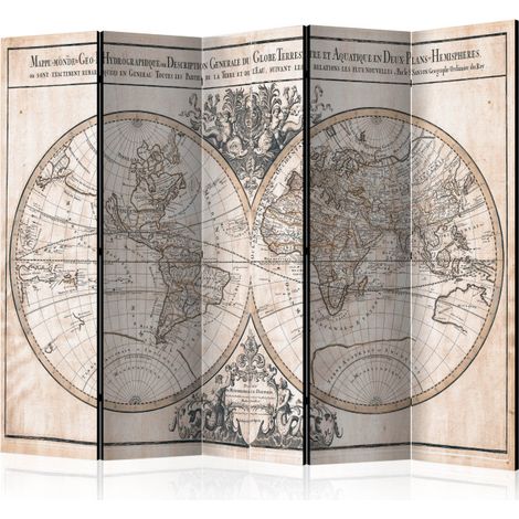 Paravent 5 Volets "Mappemonde GeoHydrographique" 172x225cm (1/2)