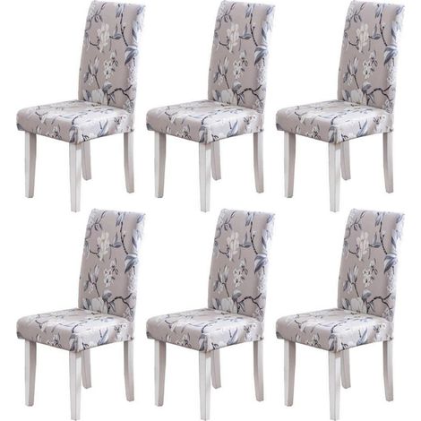 Stuhlhussen 6er Set, Stretch, abnehmbar, waschbar, für Esszimmerstühle (1/5)