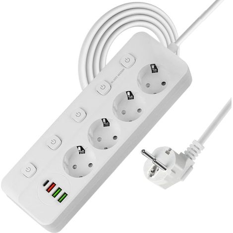 Multiprise Murale, Multiprise USB avec Interrupteurs Individuels (Prise Universelle (Norme UE) avec Ports USB) (1/5)