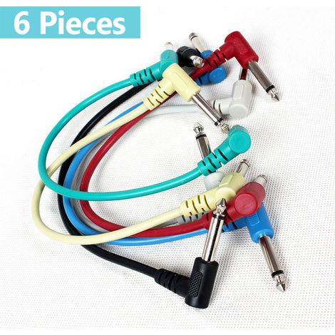 Câbles colorés pour pédales d'effets de guitare, câbles audio pour instruments, cordon patch de 21 cm de longueur, fiche TS coudée 6,35 mm (1/4 pouce), lot de 6. (1/3)