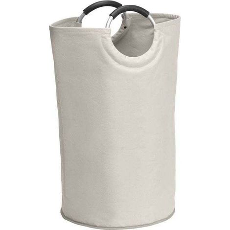 Großer, weicher Wäschekorb (69 l), Mehrzwecktasche, ideal für Schmutzwäsche und Einkäufe, weicher Aluminiumgriff, Polyester, 38 x 72 cm, Beige (1/5)