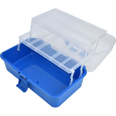 Coffre de Rangement Plastique Portable 3 Étagères Pliable Boîte à Outils avec Couvercle Transparent (1/5)