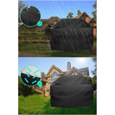 Housse de barbecue imperméable, bâche de protection avec sac de rangement, anti-UV, anti-poussière, résistante à l'humidité (190 cm x 71 cm x 117 cm) (1/4)