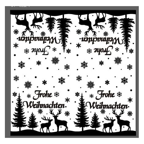 Lot de 50 serviettes de table de Noël noires - Décoration de table de Noël avec motif cerf et flocons de neige