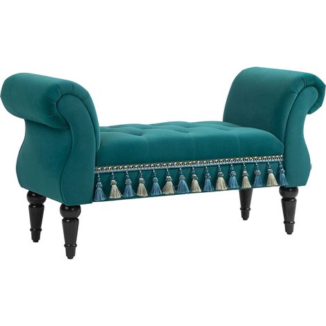 Panca imbottita effetto velluto verde 117 x 40 x 58 cm MODENUIT (1/5)