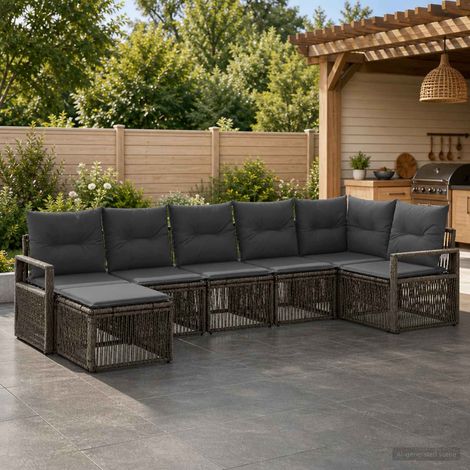Set Divano da Giardino 7 pcs Grigio polyrattan vidaXL (1/5)