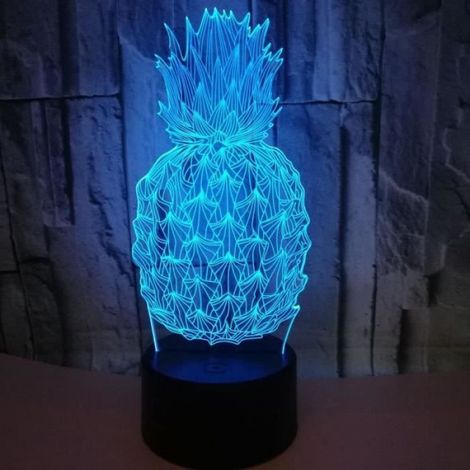 Lampe De Nuit À Illusion D'Optique 3D En Forme D'Ananas - 7 Couleurs Ananas- Lampe Tactile Led - Lampe Décorative Pour La (1/2)