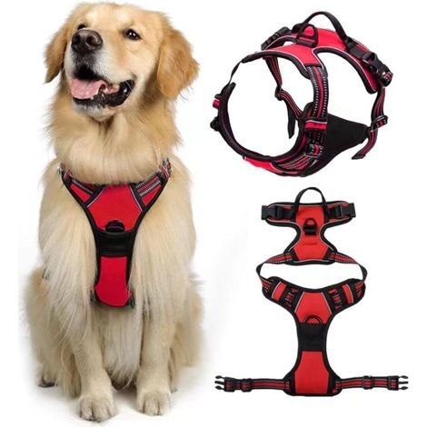 Large dog harness - No-pull pet harness - Adjustable - Soft - Padded - Y-shaped - Easy control handle for training or walking (1/5)