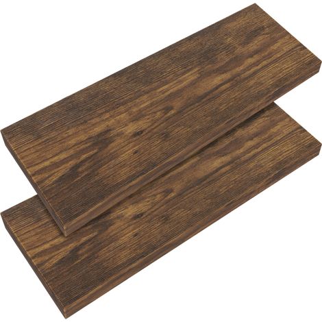 CASARIA® Floating Shelves Including Bracket Wall Shelving Living Room Kitchen Bedroom Office 38mm Thick Hidden Wall Fixing 15kg Capacity MDF 70cm (de), Set of 2 Dark Oak (1/5)