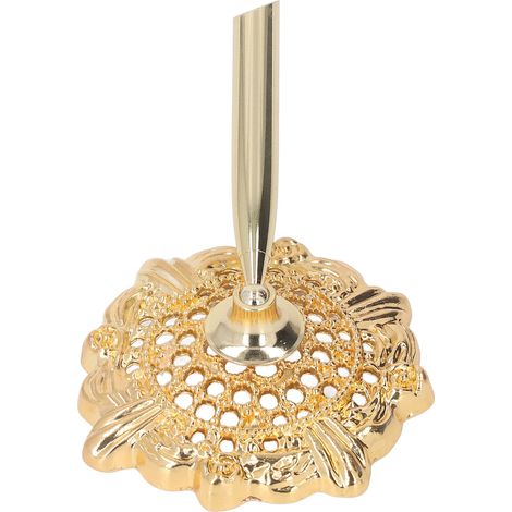 Porte-stylo rétro en métal compact avec motif ajouré - Support décoratif et pratique pour bureau - Doré (Stylo non inclus) (1/5)