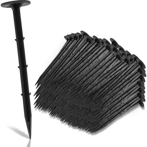 SWANEW Set di 200-1000 picchetti di ancoraggio a terra in plastica. L.16cm. Nero. Tenda. Graffetta per prato - 800pz (1/5)