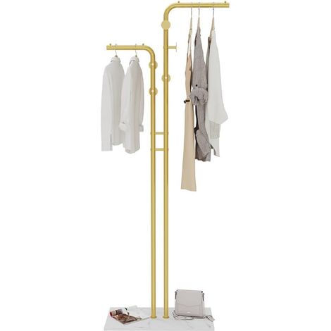 Freestanding Hallway Coat Rack: Designer Metal Clothes Rack with White Sintered Stone Finish for Bedroom/Bathroom - 60x30x170cm (1/5)