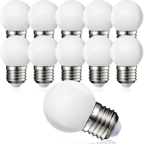 Lot de 10 ampoules LED E27 G45 Blanc chaud 3000 K 5 W G45 Non dimmable [Classe énergétique G] (1/4)