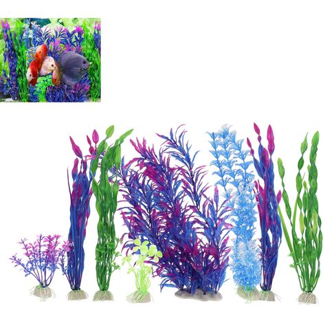 Décoration Aquarium Plantes Artificielles 8 Pièces Assorties pour Aquariophilie Faux Végétaux Résistants - AUTRES (1/5)