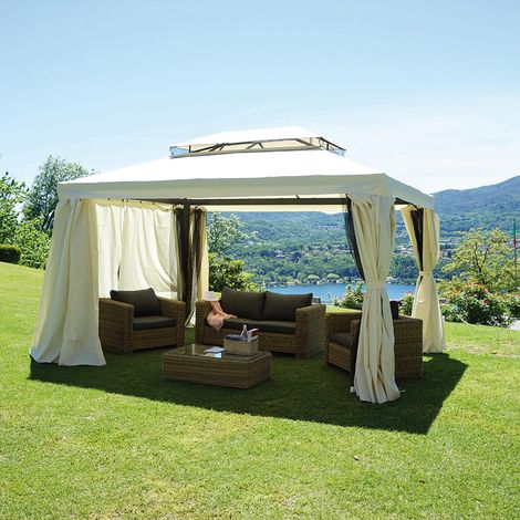 Gazebo da Giardino in Alluminio 3X4m Vorghini Blind Ecrù (1/4)