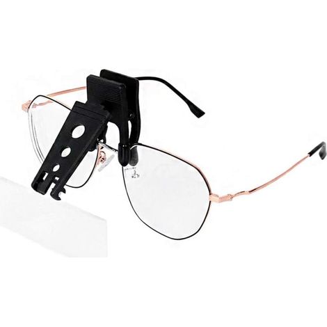 KZQ Lupa con clip para gafas con 3 lentes intercambiables, con clip y abatible, manos libres 1,5x, 2,5x y 3,5x para leer, coser, aficiones y mapas. (1/4)