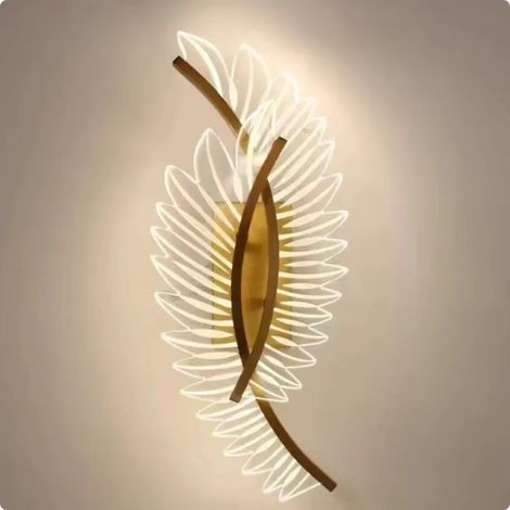 Applique murale moderne à double feuille, lampe LED tricolore 16W, lumière d'ambiance,convient aux chambres,aux bureaux et comme veilleuse décorative (1/5)